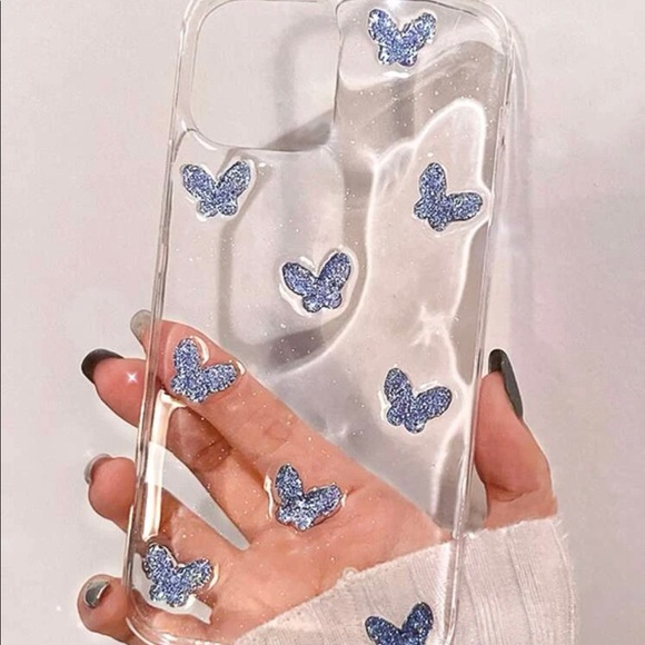 Raised purple butterfly iPhone 12 case. Unique raised glitter design 💜🦋💜 - Picture 2 of 7